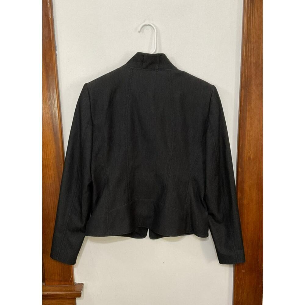 Elie Tahari Women's Jacket Charcoal Gray Full Zip Woven Ribbon Lined Sz 8 Medium - Picture 2 of 10